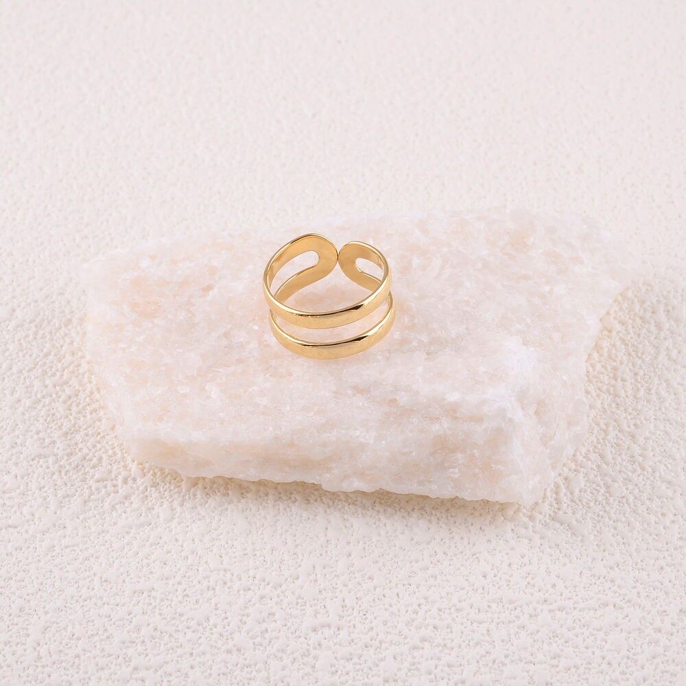 Bague - 2 anneaux effet brossé mat