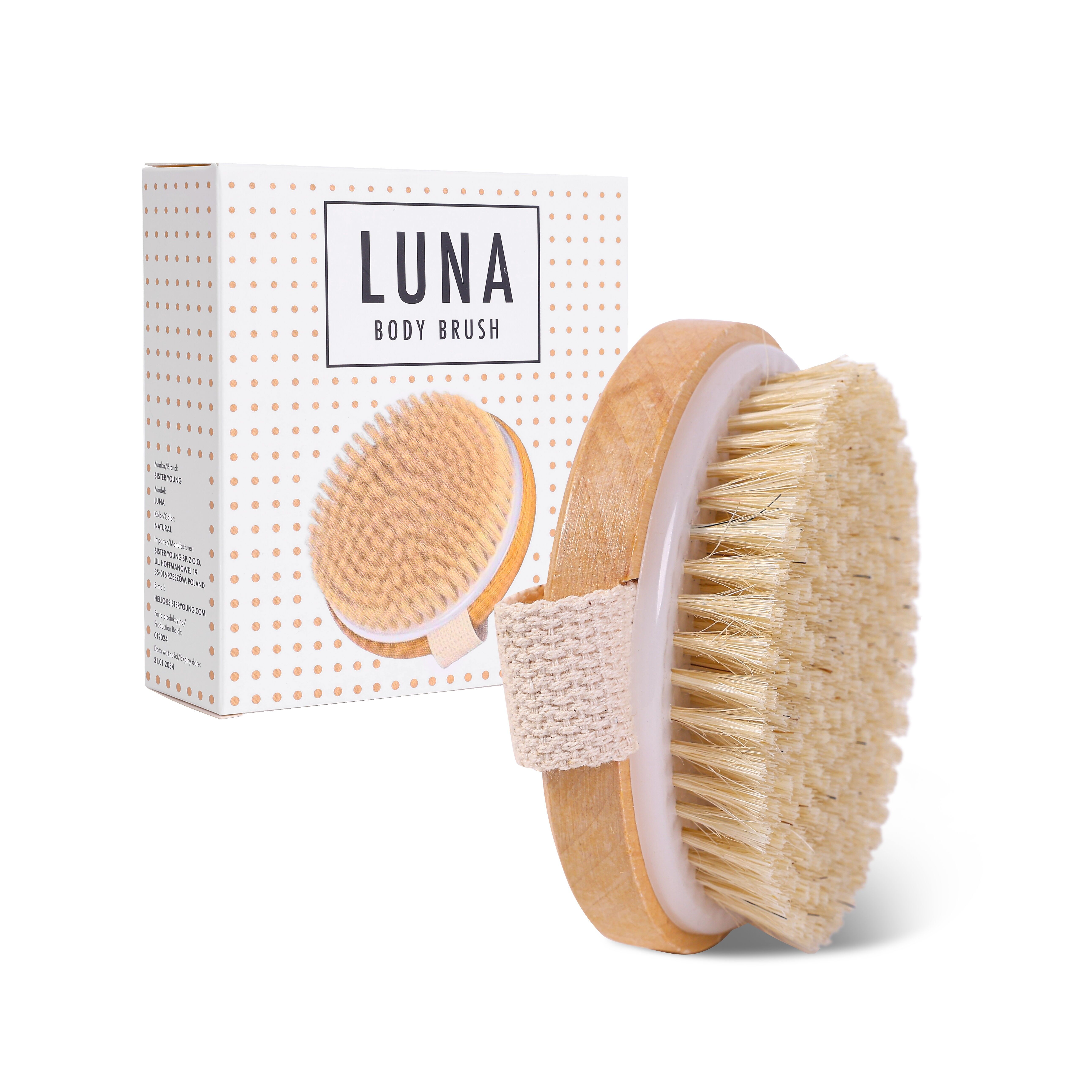 Sister Young | LUNA – Anti-Cellulite-Körperbürste mit Naturborsten für Trocken- und Nassmassage