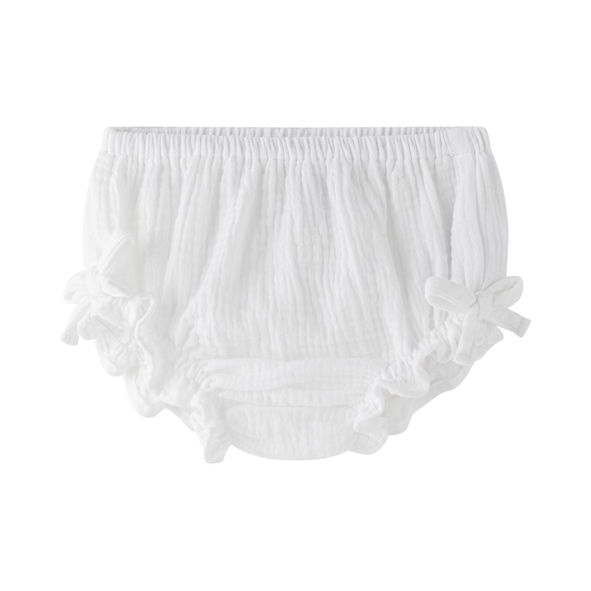Baby-Strampler 6-24 Monate, cremefarbener Musselin mit Bindebändern, BGV96055
