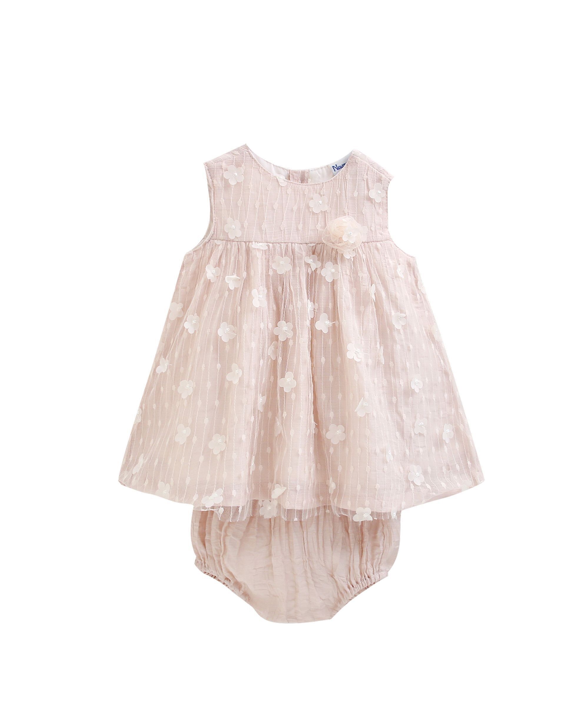 Baby-Zeremonienkleid 6-24 Monate, rosa Tüllblumen + Strampler BGV96505