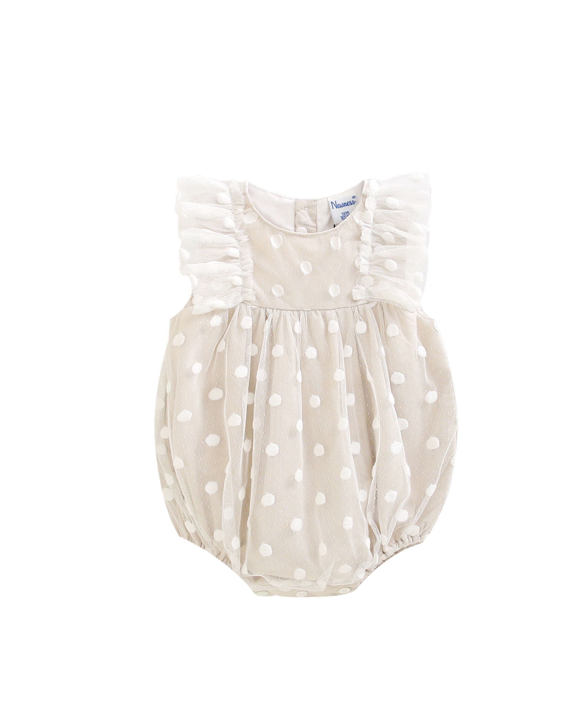 Baby-Strampler 3-18 Monate, beige Tüll, gepunktet, Rüschen BGV96509