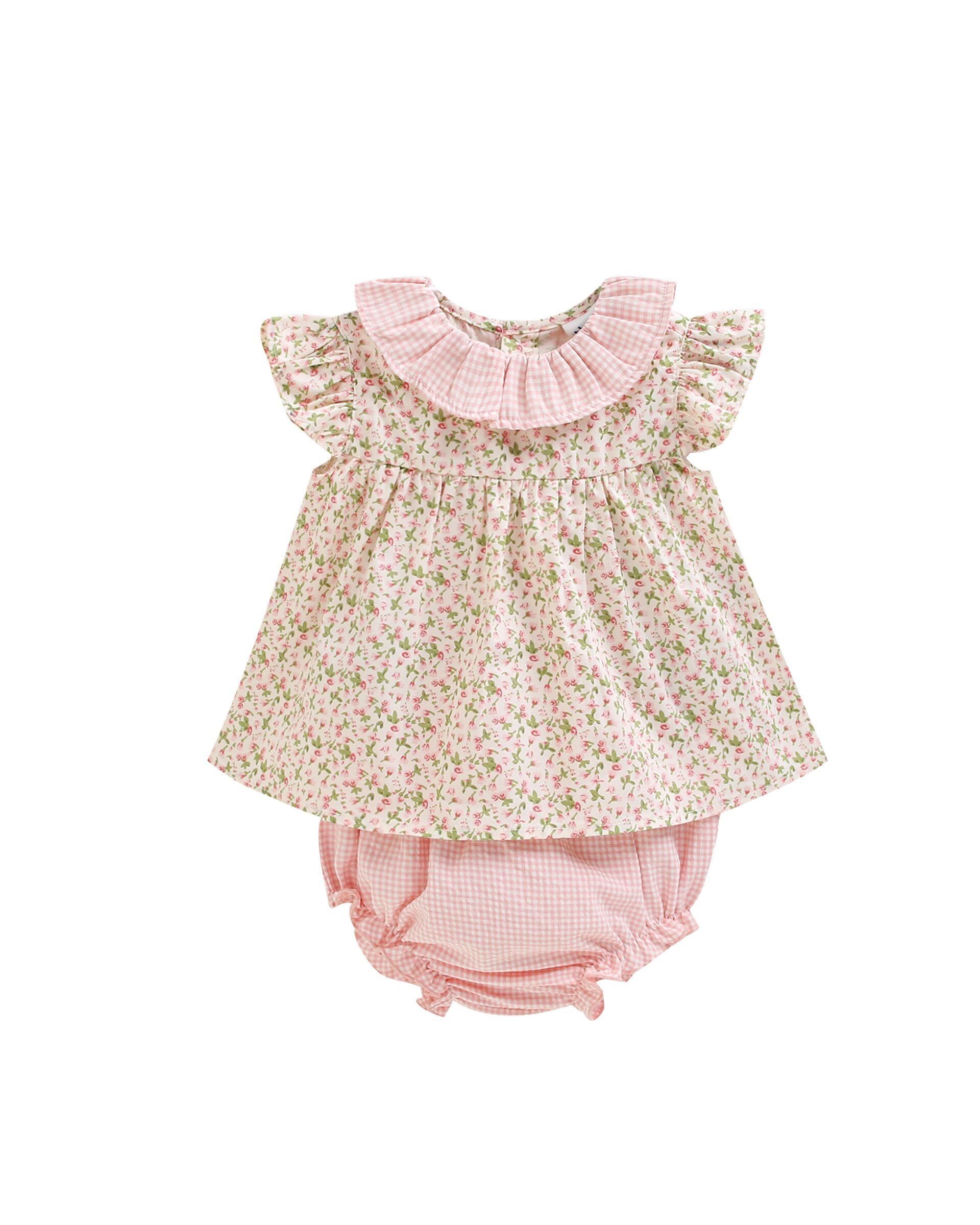 Baby-Outfit-Set 6-24 Monate Liberty + Strampler mit Schleifen BGV96517