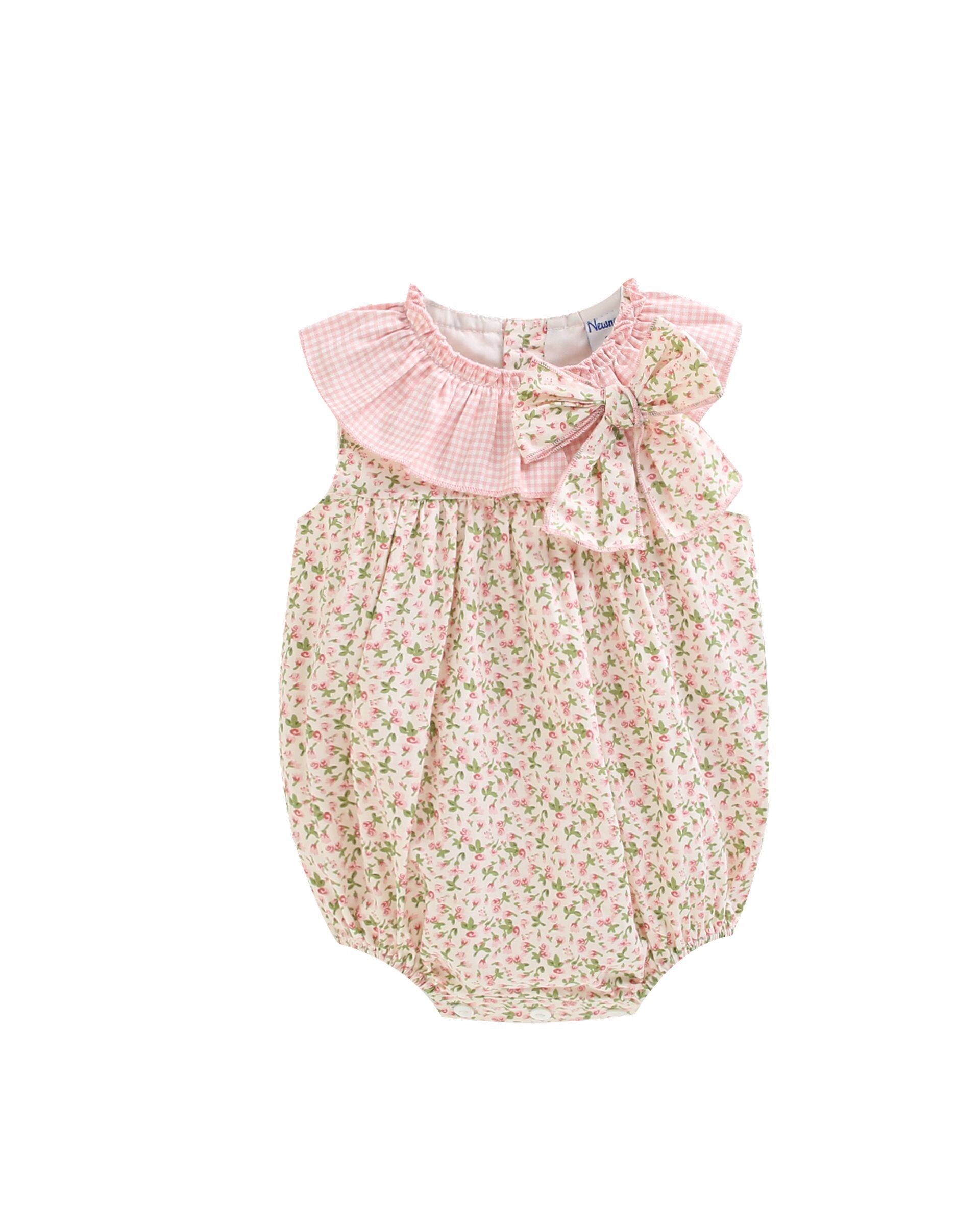 Baby-Strampler 3-18 Monate, Baumwolle, Liberty-Rosa, Kragen BGV96518