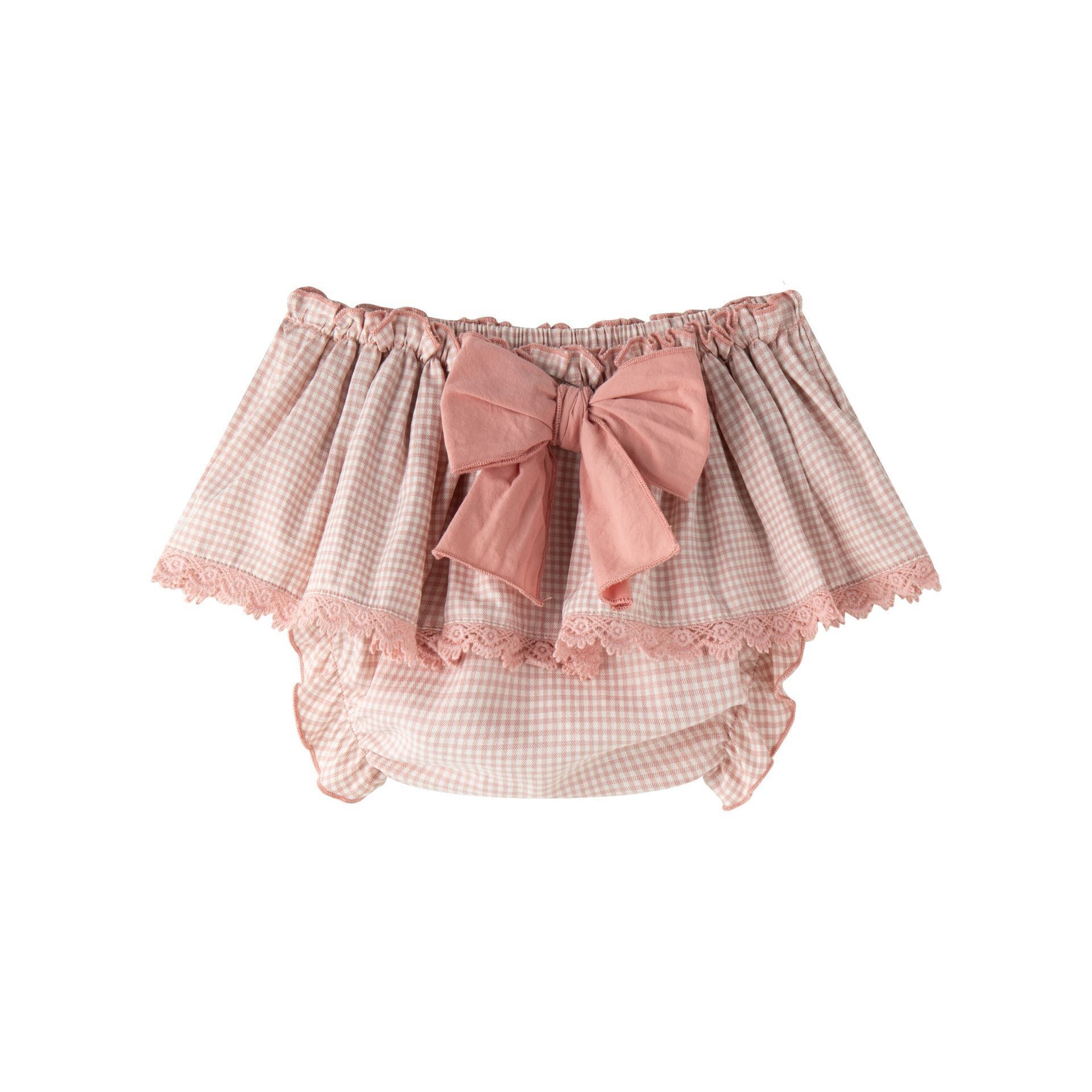 Baby-Mädchen-Strampler 3-24 Monate, rosa Vichy-Karo, Rüschen, Spitze, Schleife, BGV96524