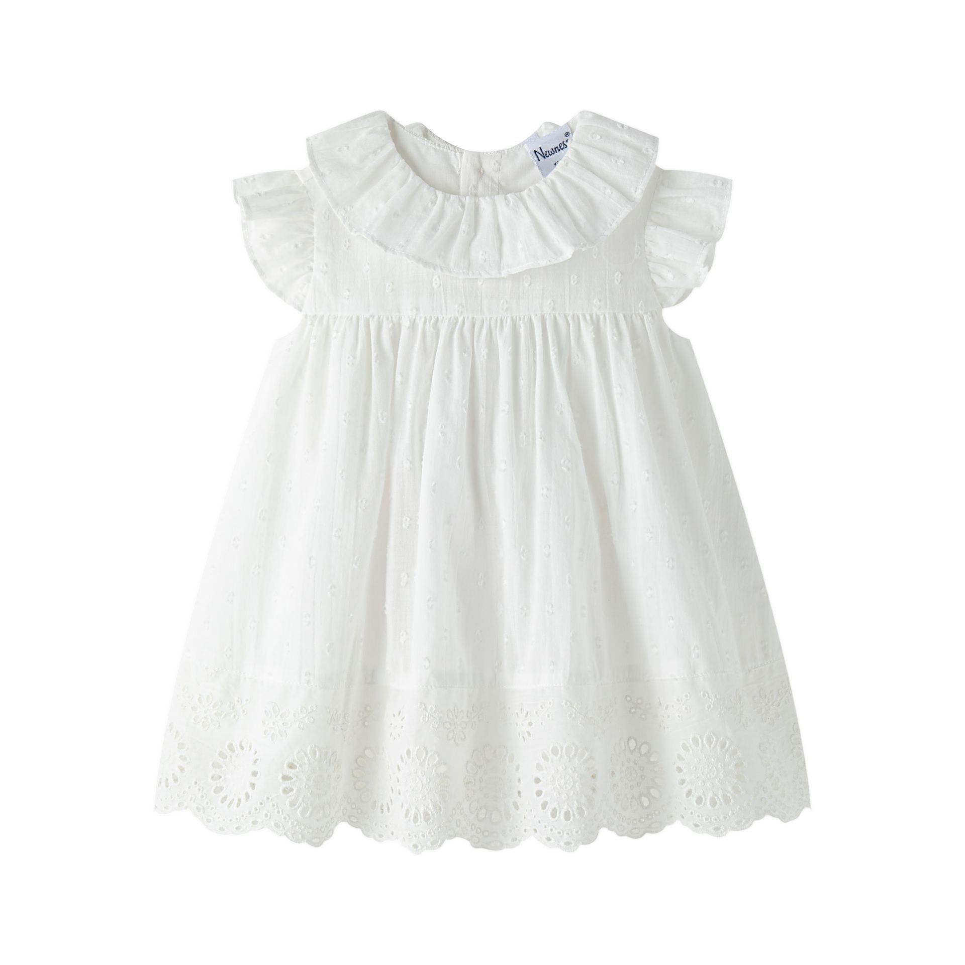 Robe bébé fille 6-24 mois blanche à nœud rose plumeti + barboteuse BGV96605