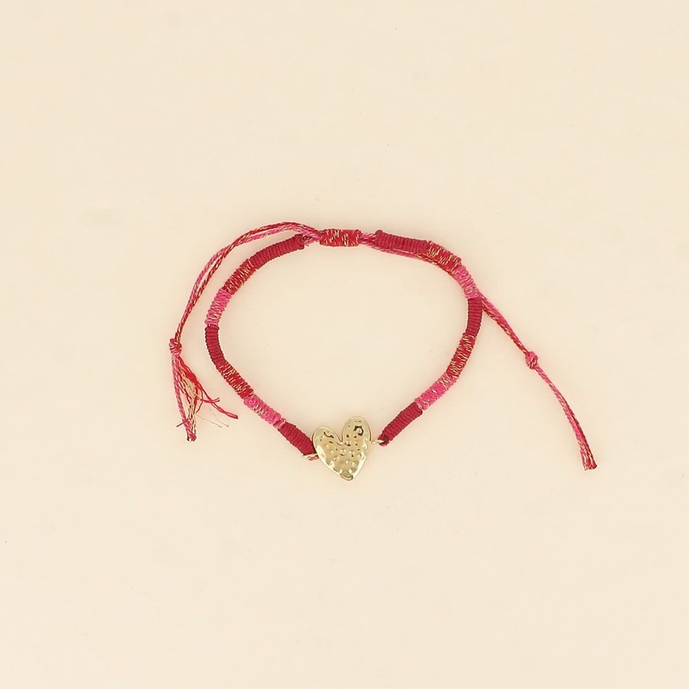 Bracelet sur cordon - fermoir coulissant, pendentif coeur