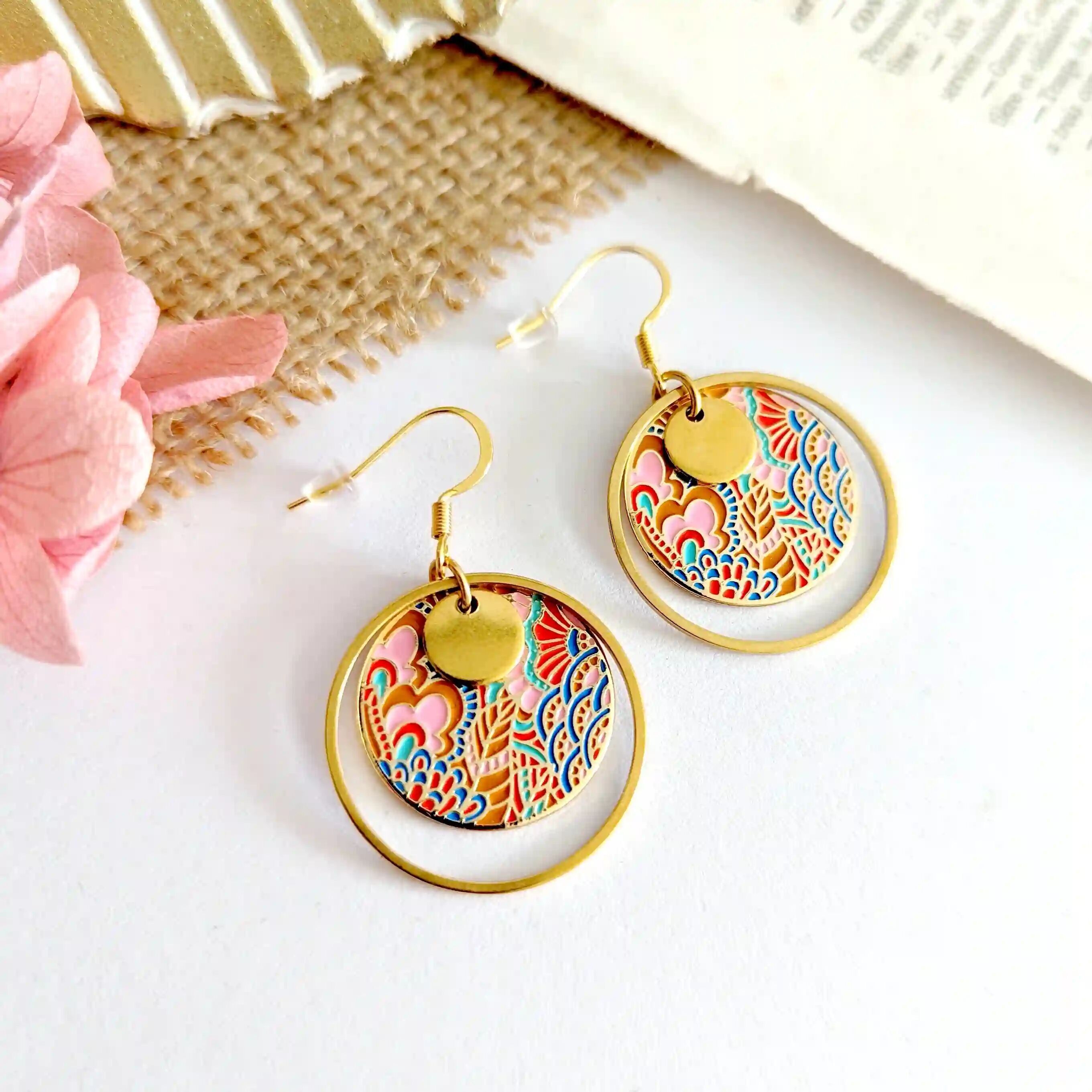 Women's Multicolored Enamel Earrings