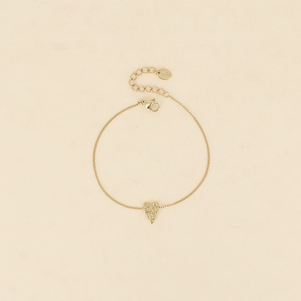 Bracelet - coeur texturé et chaîne gourmette