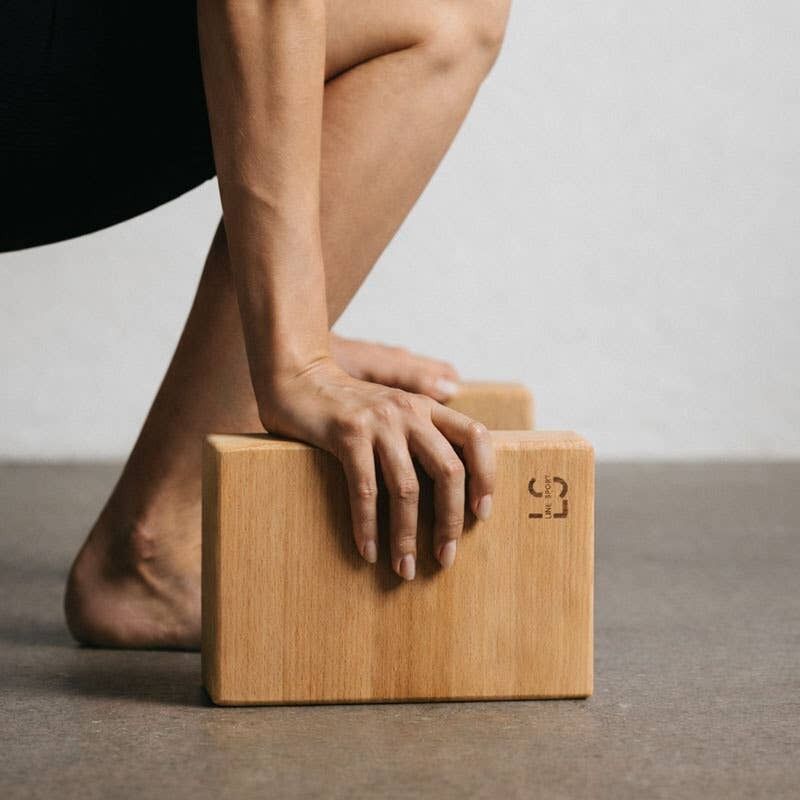 Solid Beech Wood Yoga Block – Natural Support by Line Sport