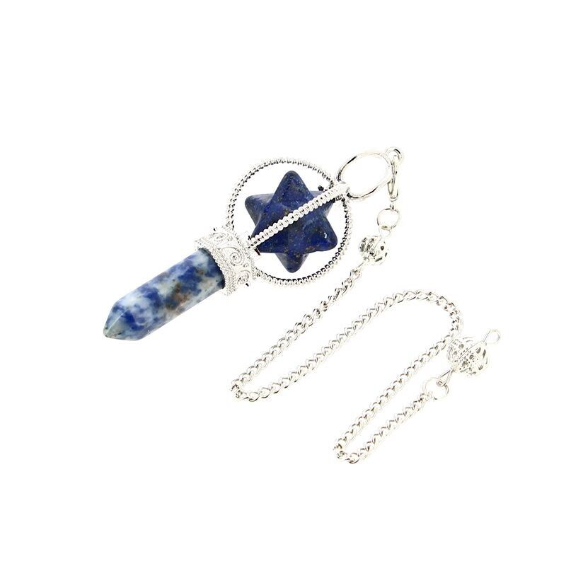 Pendentif ou pendule Merkaba Lapis-Lazuli & Pointe Sodalite