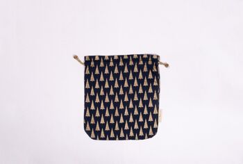 Sacs-cadeaux réutilisables en tissu à double cordon - Arbres bleu marine (grand) 2