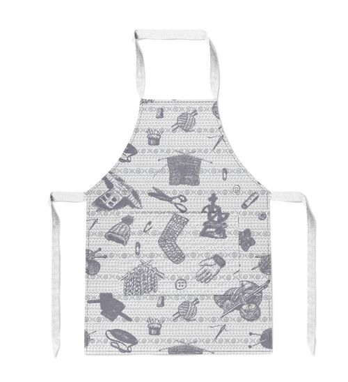 Cotton Apron - 'Tak Dee Sock' in grey