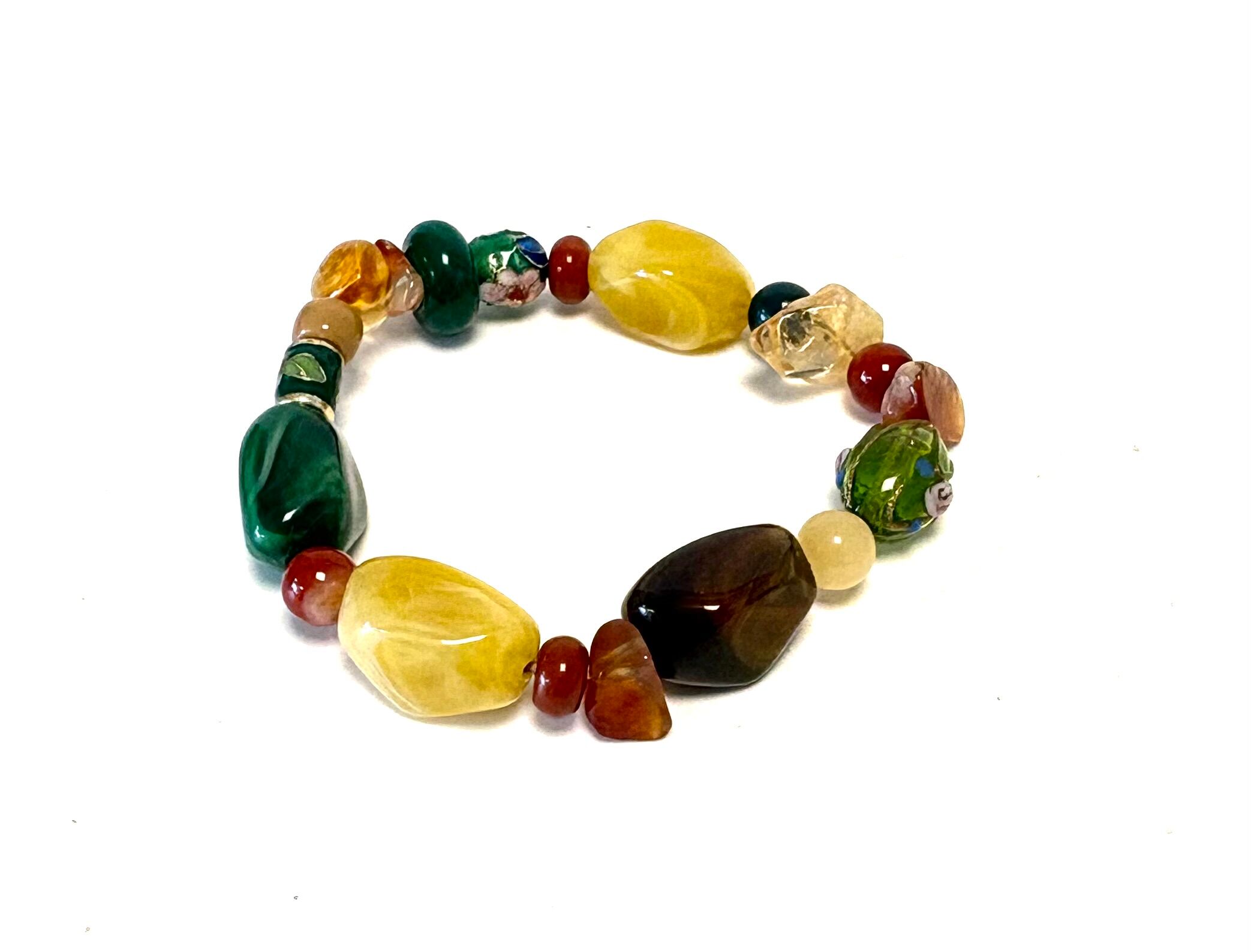 Bracelet bead mix yellow/green/brown