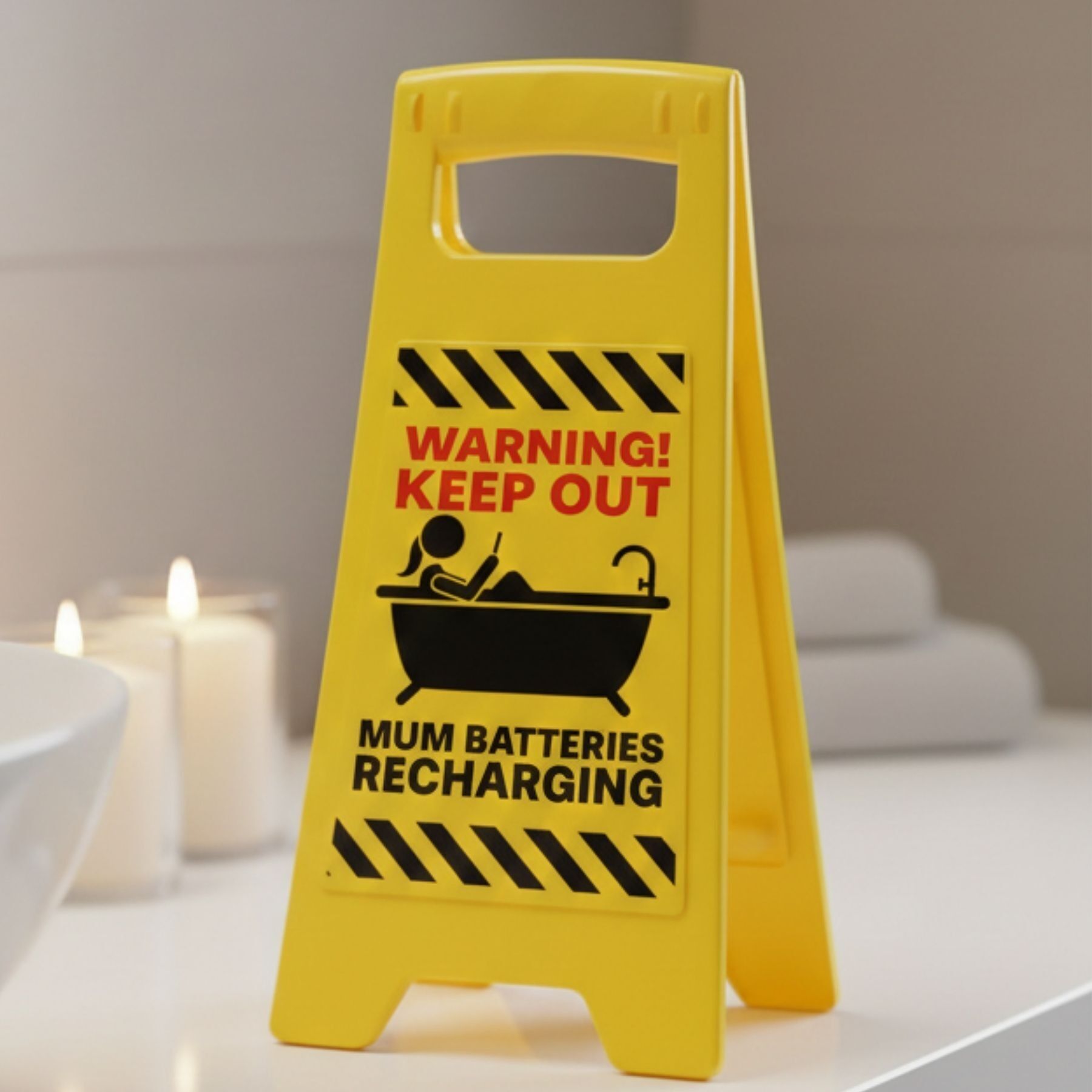 Desk Warning Sign - Mum Batteries Recharging