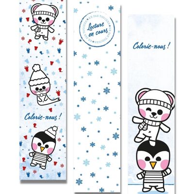 ★ Set of 3 Christmas bookmarks | Polar version | Coloring bookmarks for children