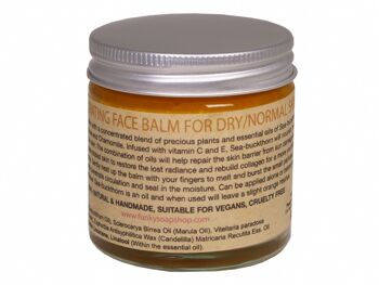 Baume visage hydratant solide pour peaux sèches/normales, huile d'argousier 100% pure 1