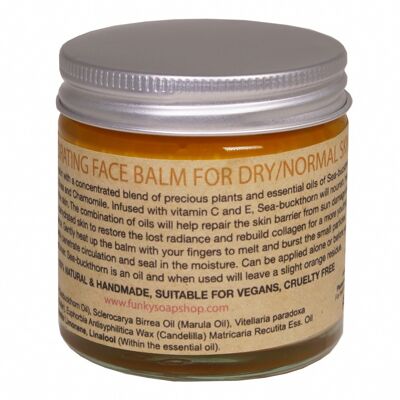 Feuchtigkeitsspendender fester Gesichtsbalsam für trockene/normale Haut, 100 % reines Sanddornöl