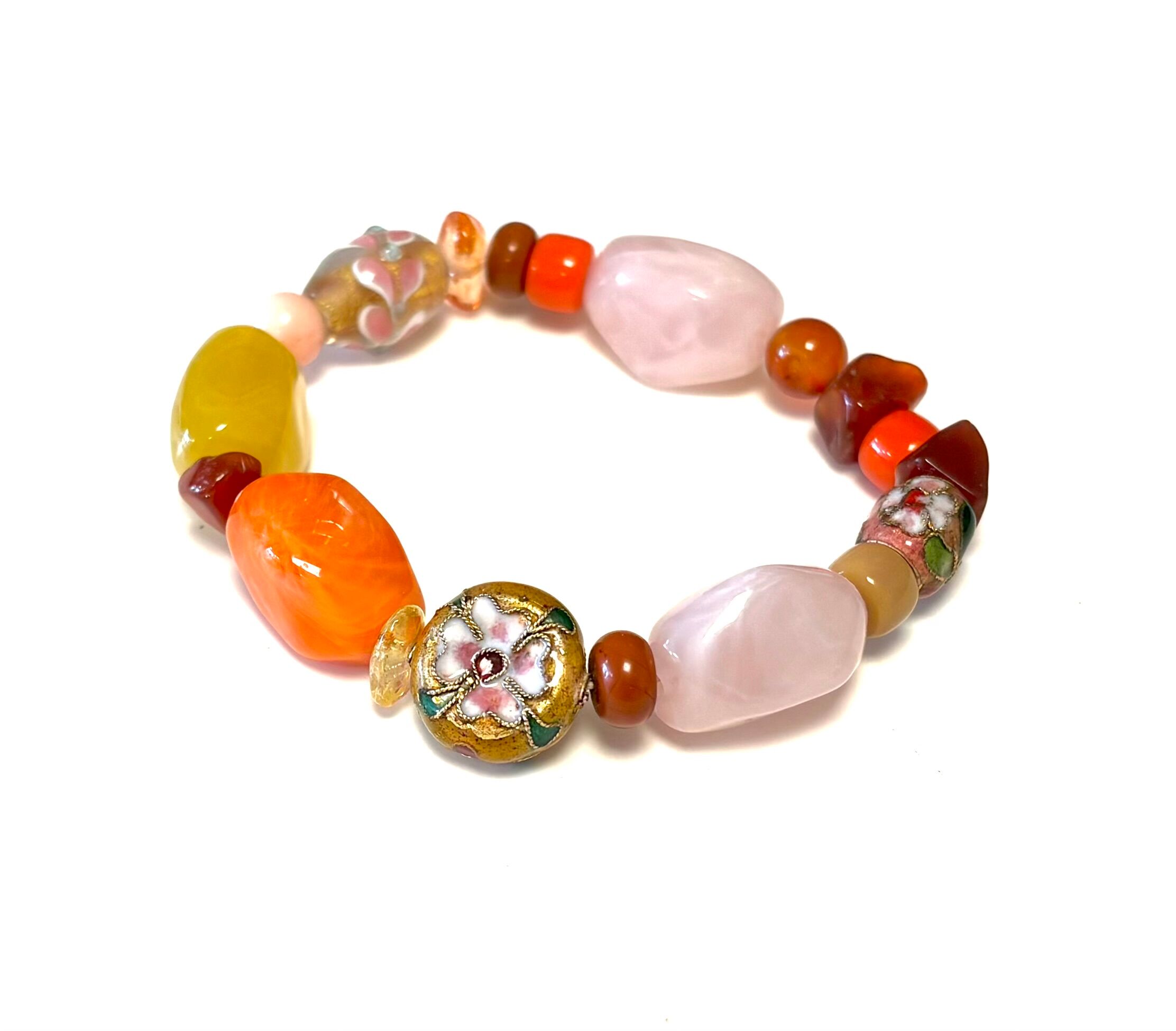 Bracelet beads mix yellow/orange/pink