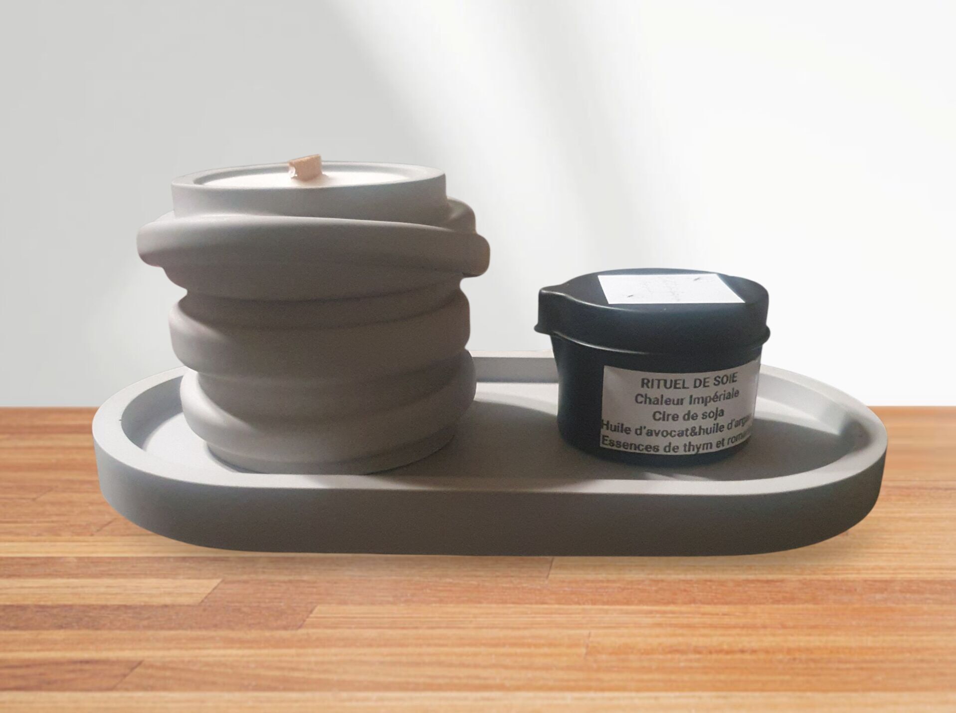 Zen Gift Set – Resin tray & pot with relaxation candle + massage candle - 100ml