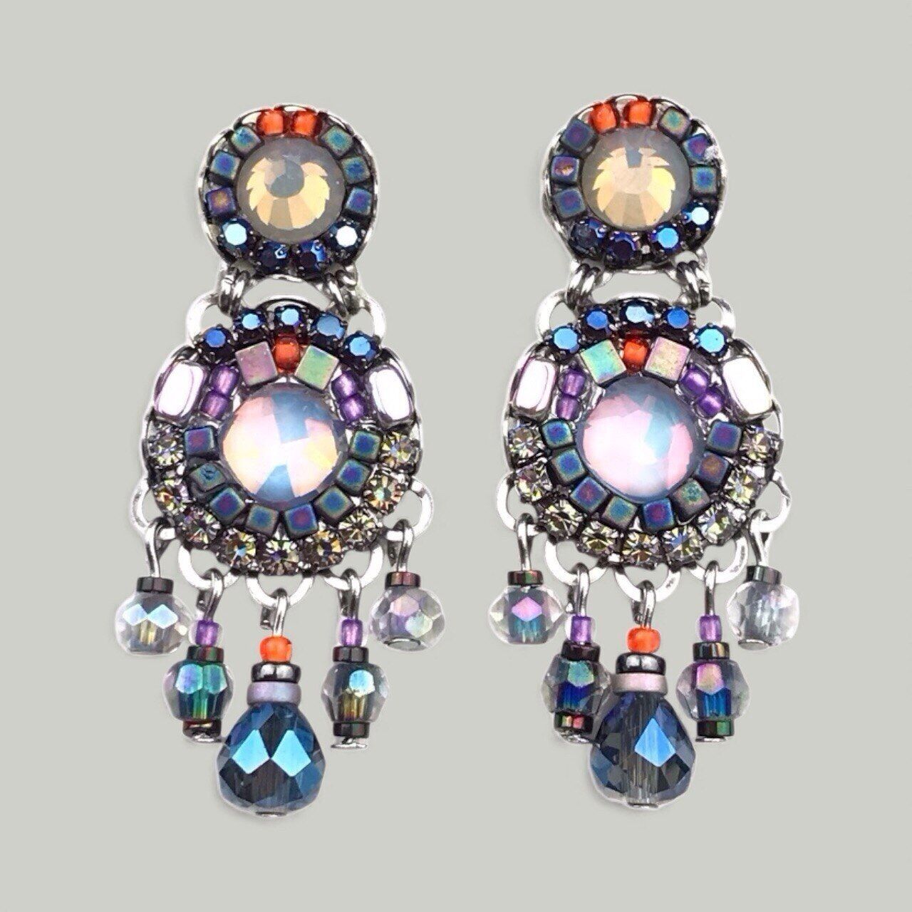 GREY HORIZON STEEL crystal earrings