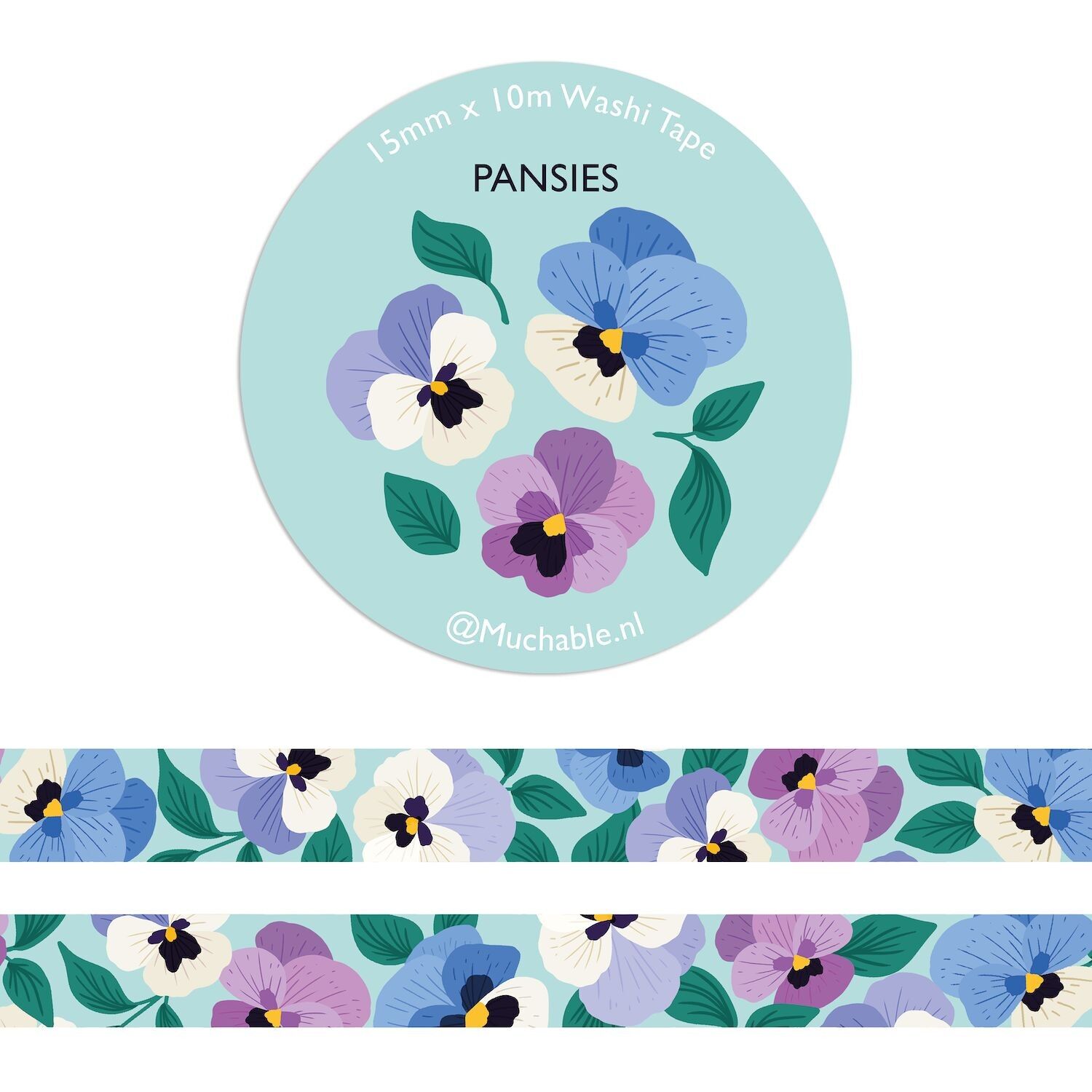 Washitape - papertape - cute pansies flowers pattern