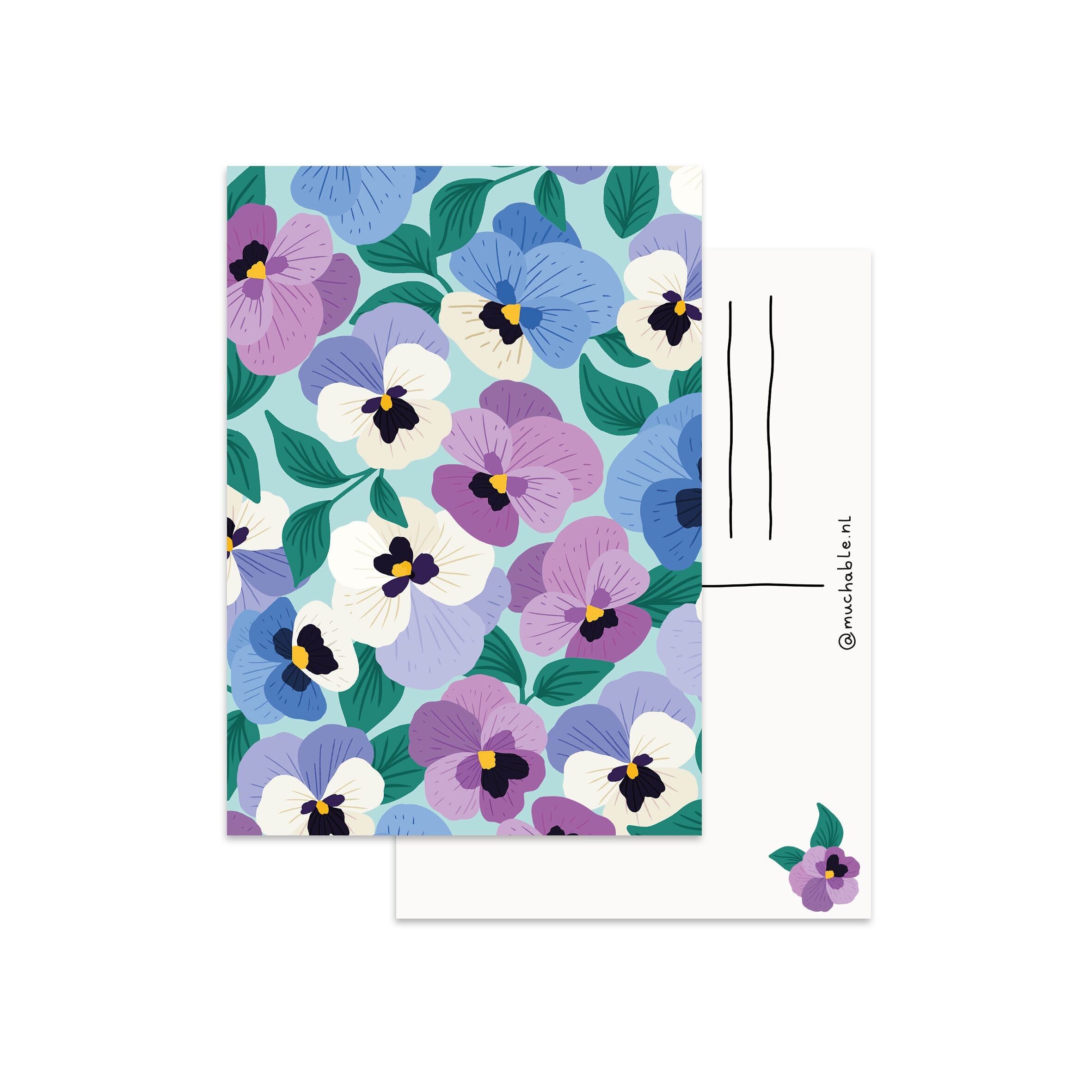 Card design - pattern print pansies flowers illustration