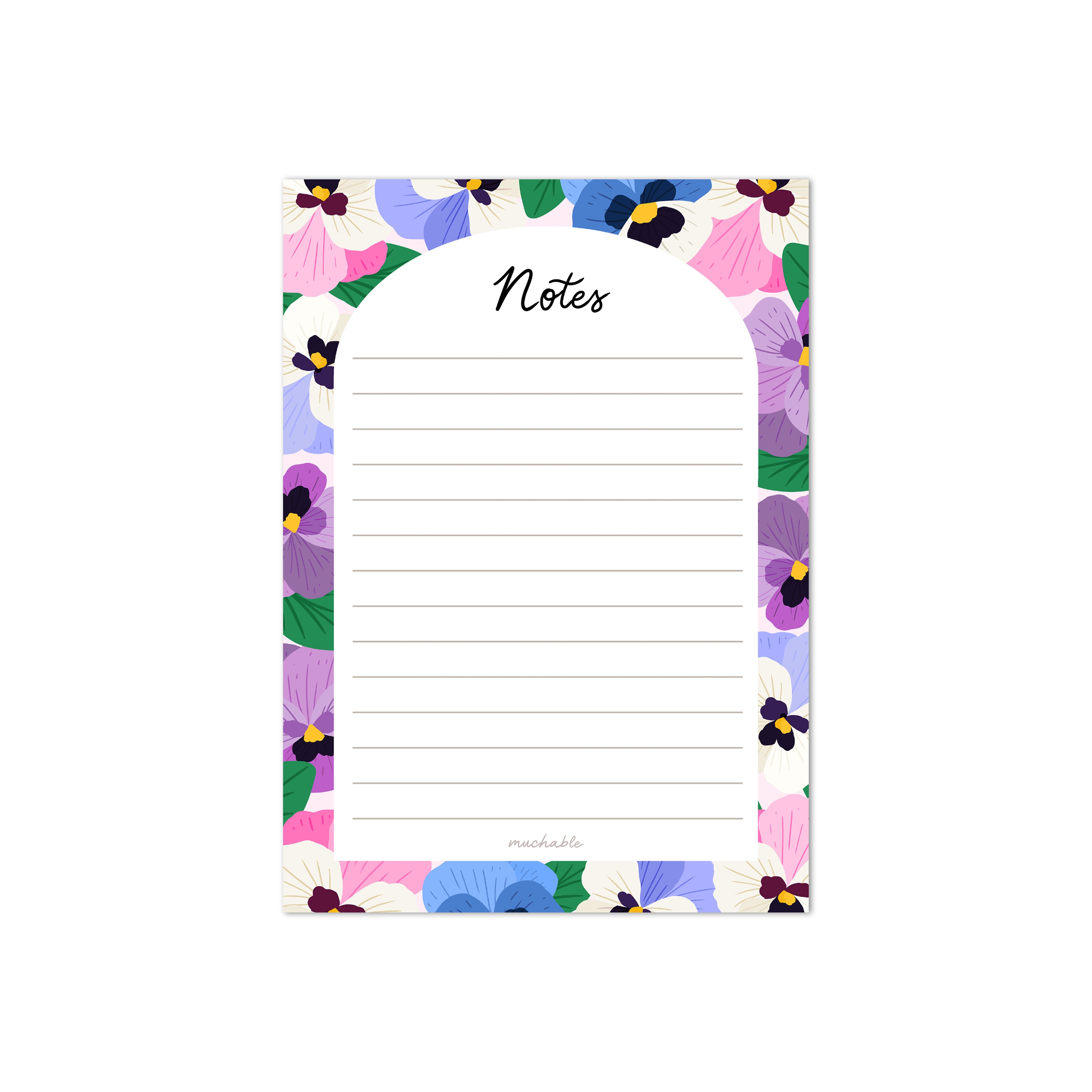 Notepad - Notes - cute pansies flowers pattern
