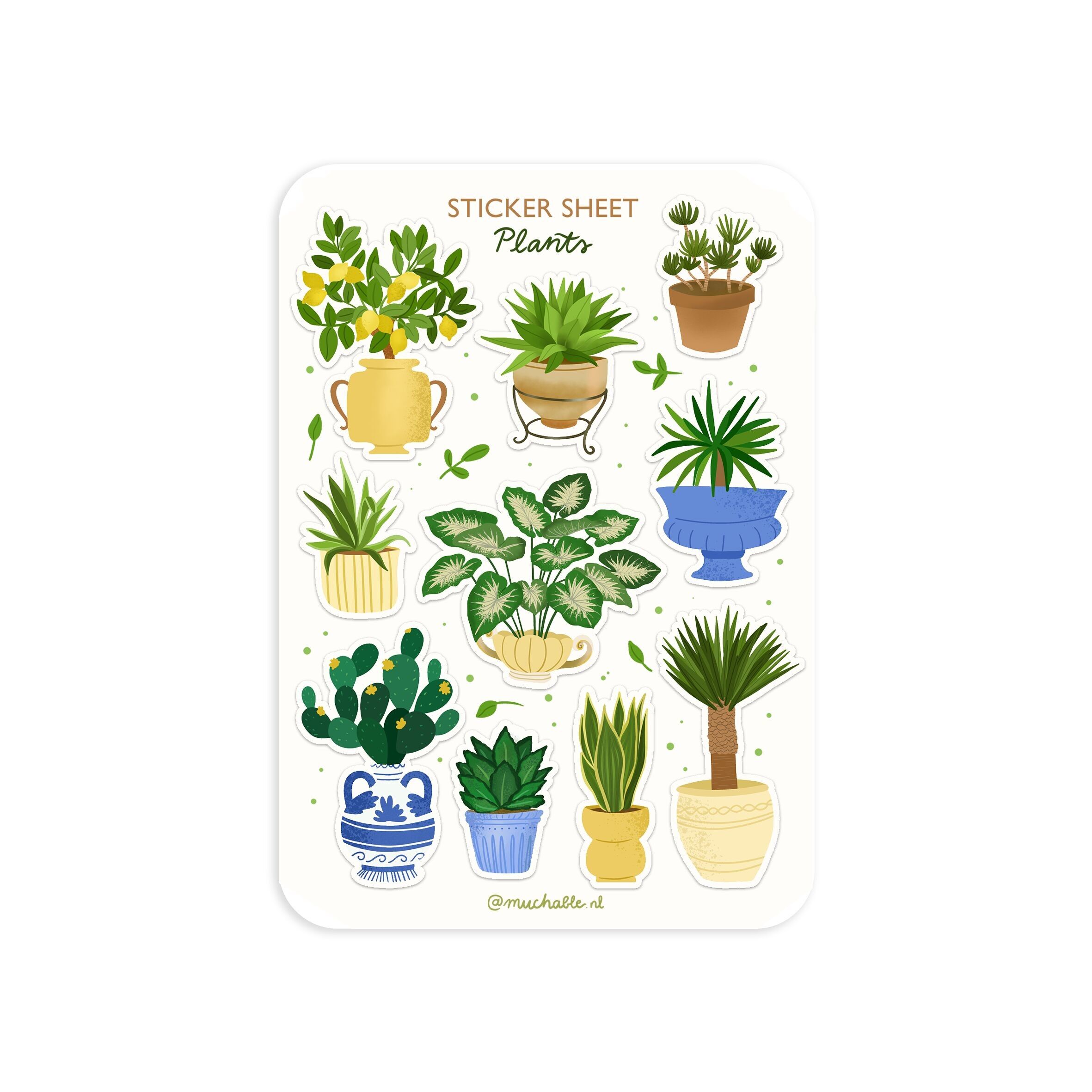 Cute stickersheet A6 - colroful illustration plants