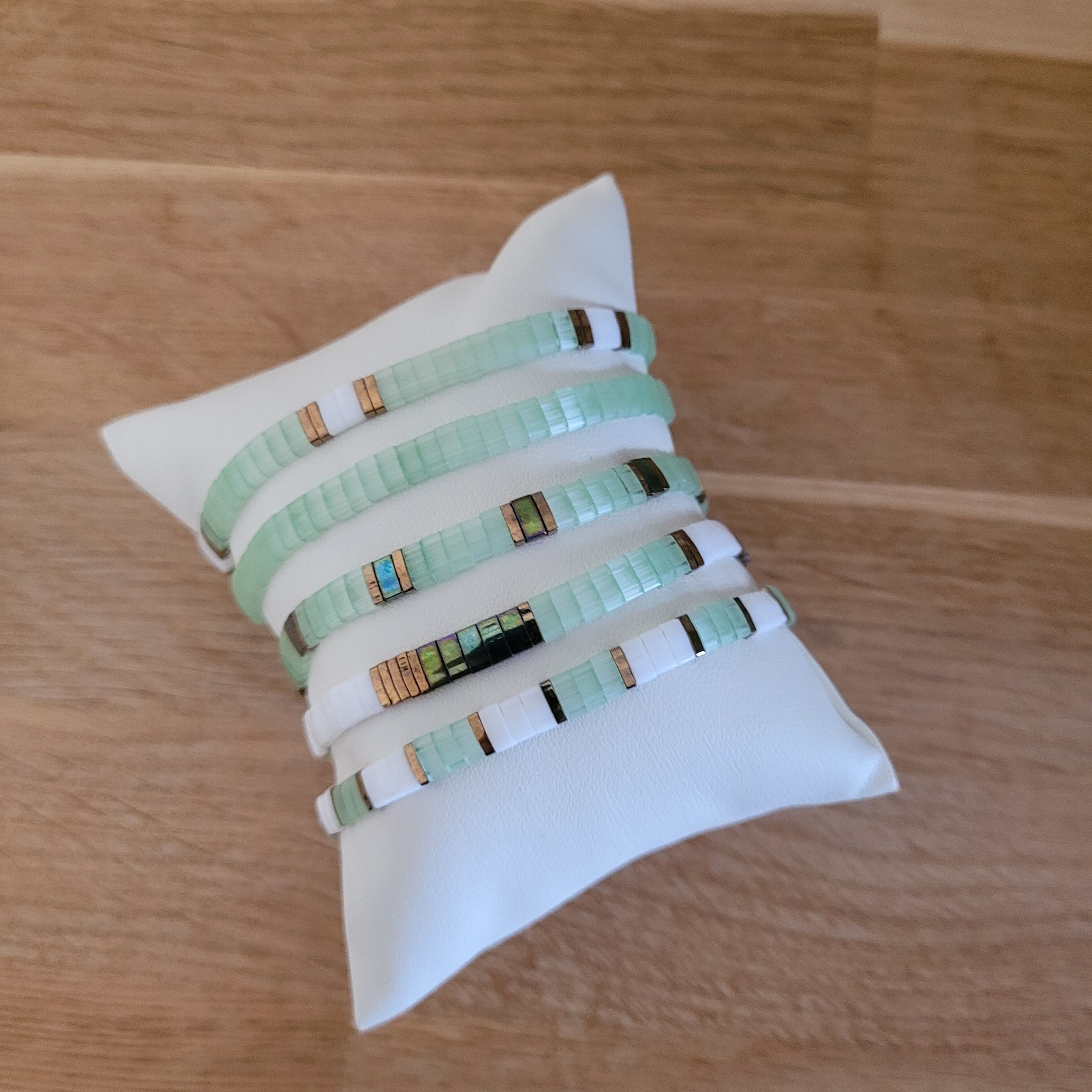 5 bracelets - Vert silk - Eté - TILA