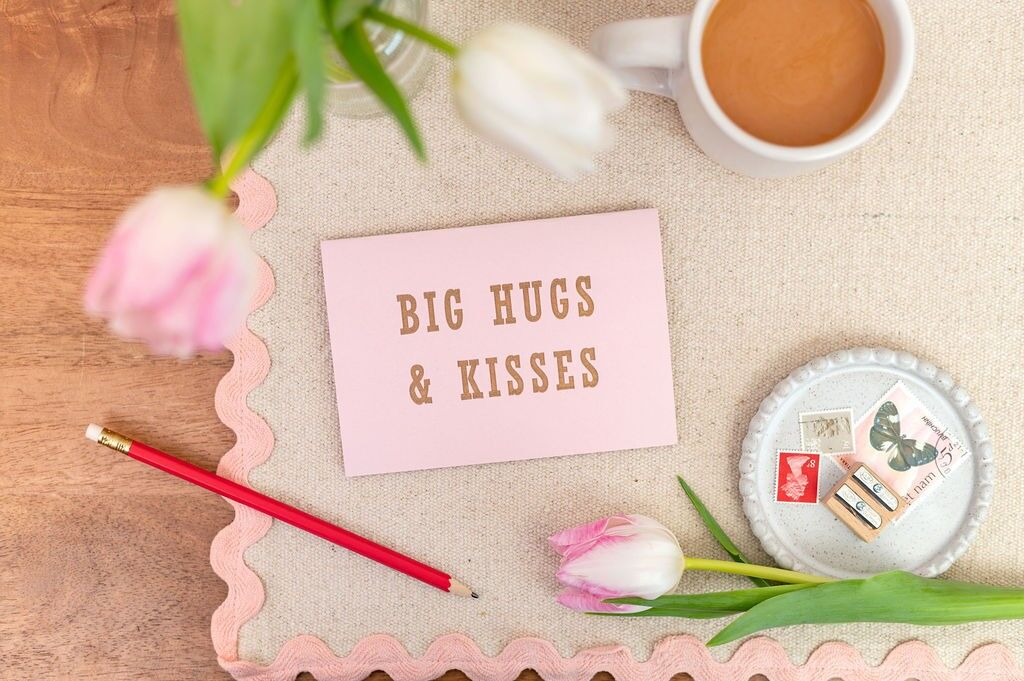 Letterpress Big Hugs & Kisses Pink Appreciation Card