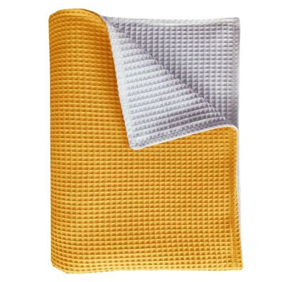 ledikantdeken Pique dubbelzijdig oker/wit 100x150