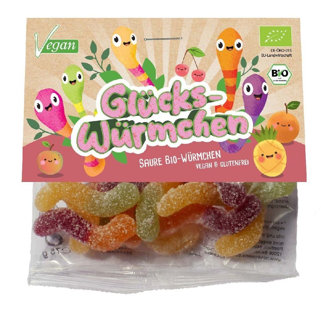 Glücks-Würmchen, vegane Bio-Gummibärchen 10 x 75g