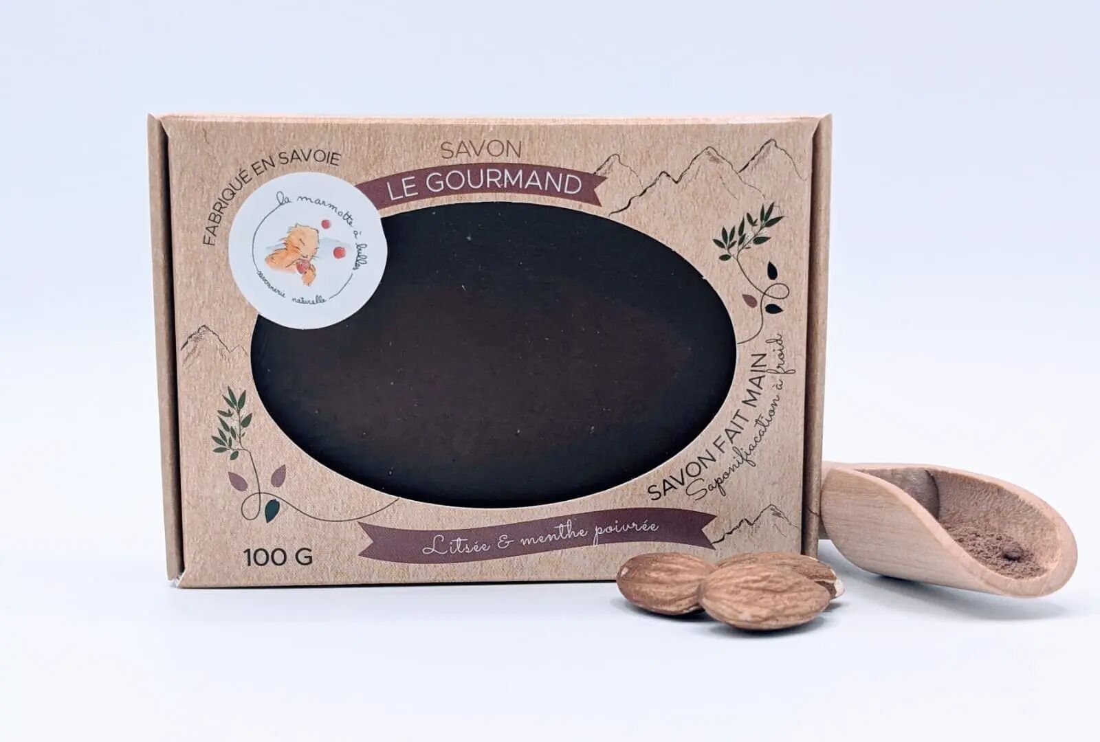 Le gourmand soap 100g, 50g, 25g Essential oils of litsea and peppermint.