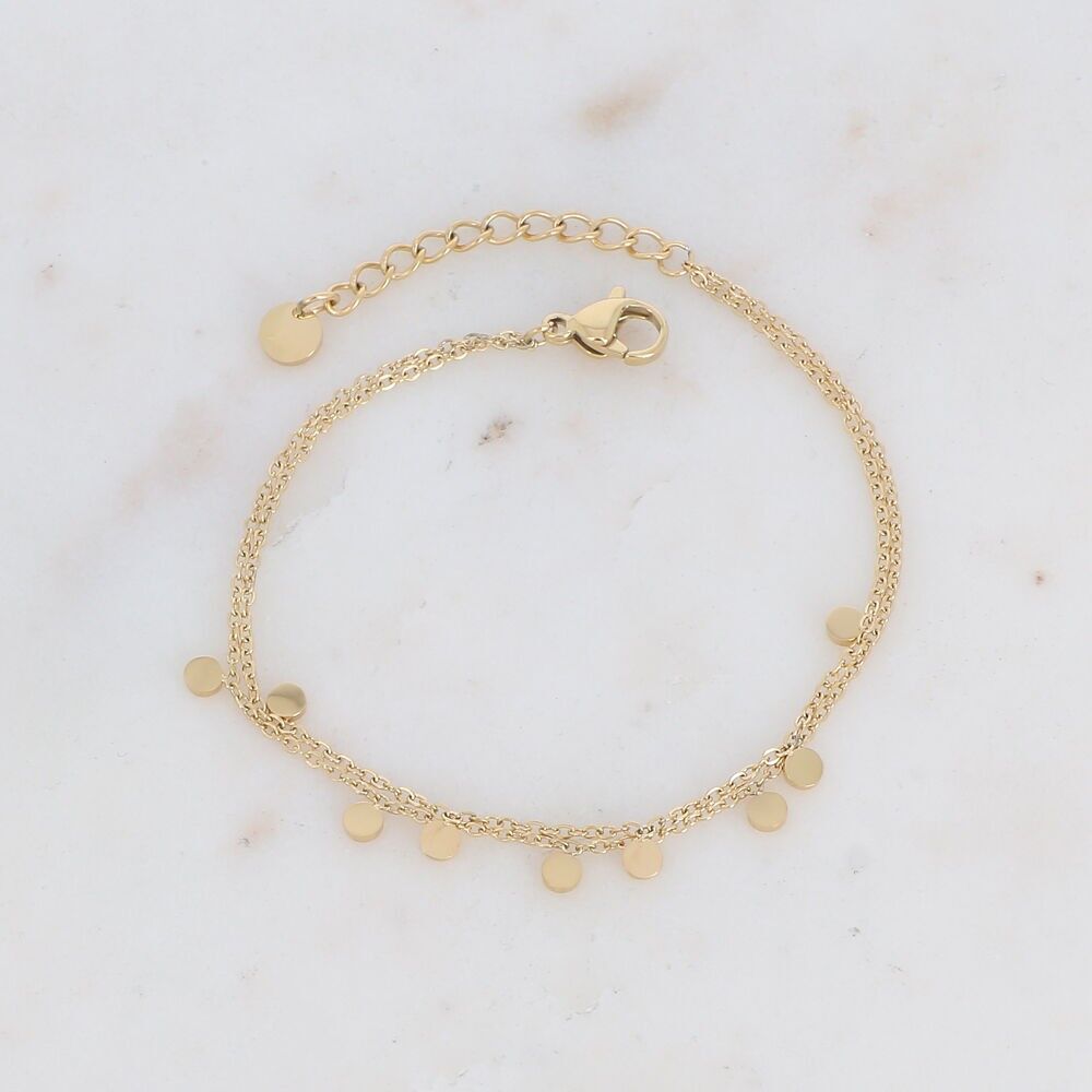 Bracelet - 2 rangs, pastilles rondes