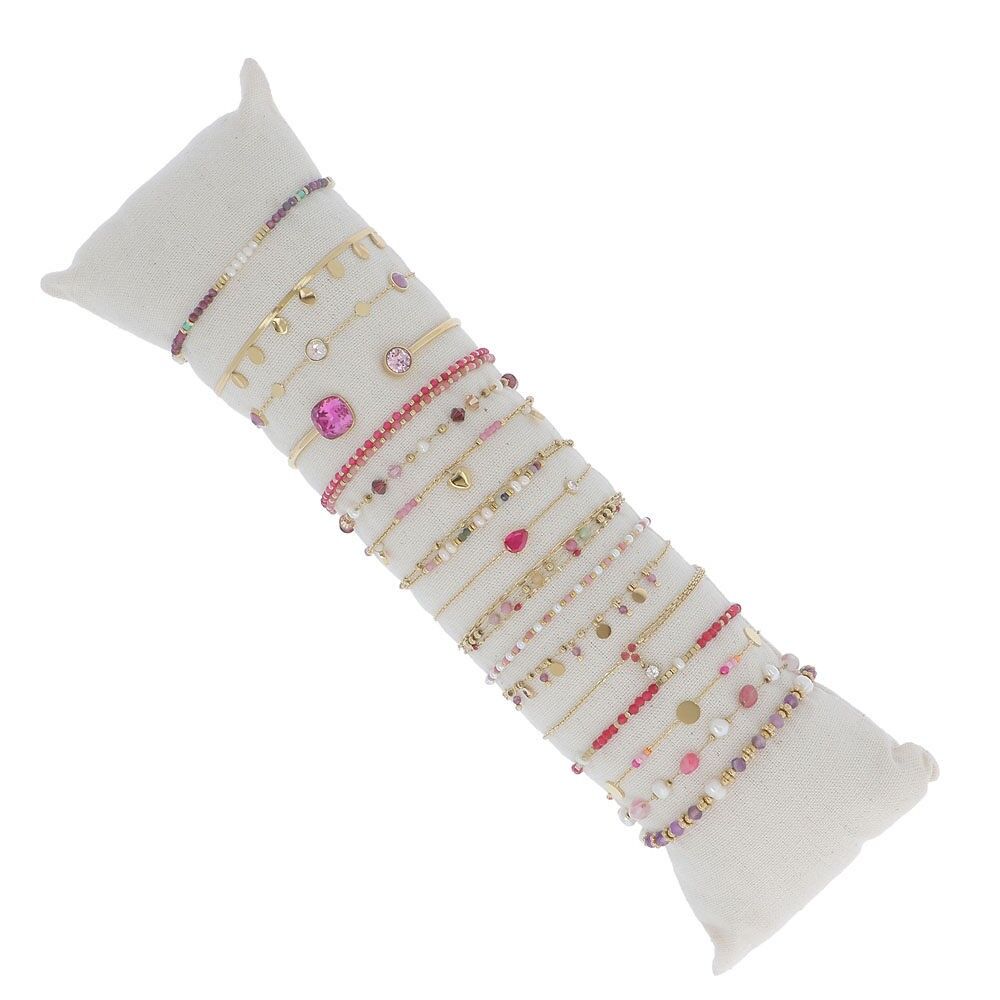 Kit de 18 bracelets - doré fuchsia - présentoir offert