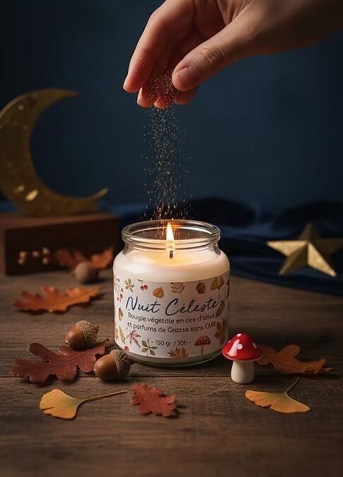 Handcrafted Woody Olive Wax Candle (CMR-free) - Celestial Night Scent - 30 hours