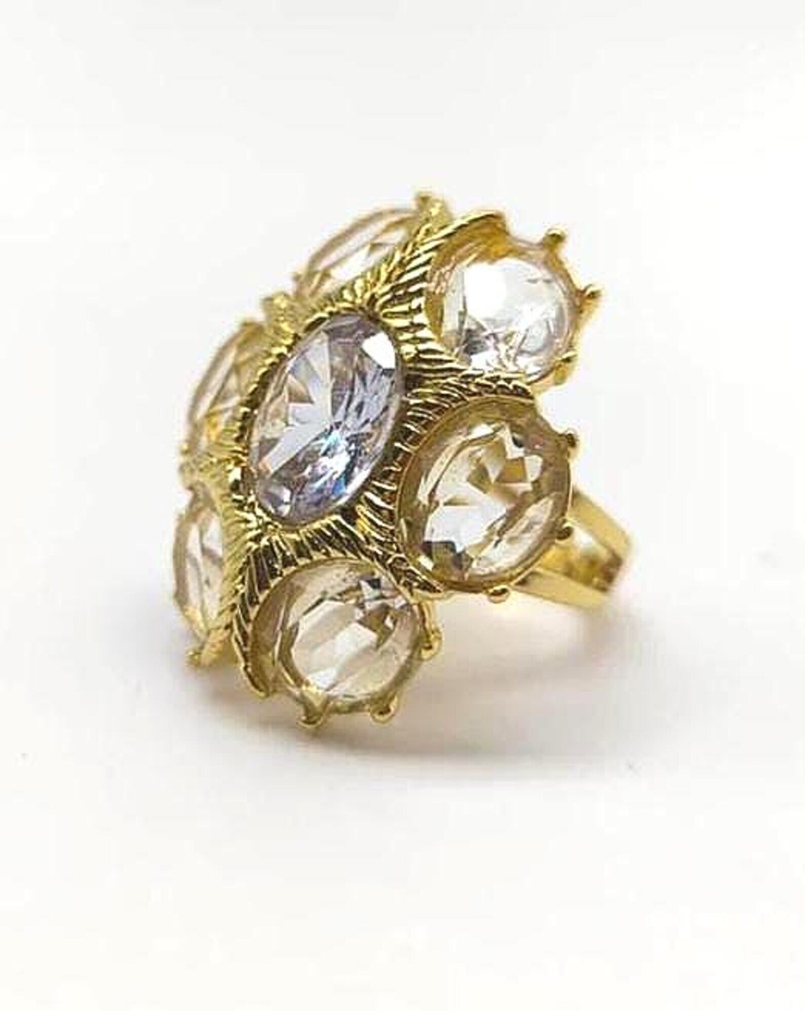 Adjustable Victorian Baroque Ring in Steel and Cubic Zirconia
