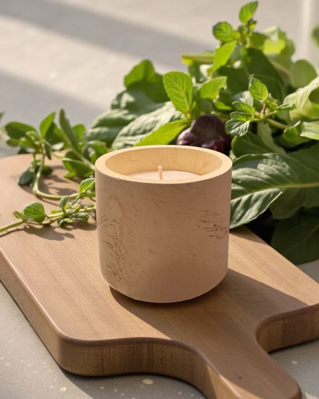 Refillable Scented Candle in Handmade Jesmonite Candle Pot - Wood | Woodland Walk