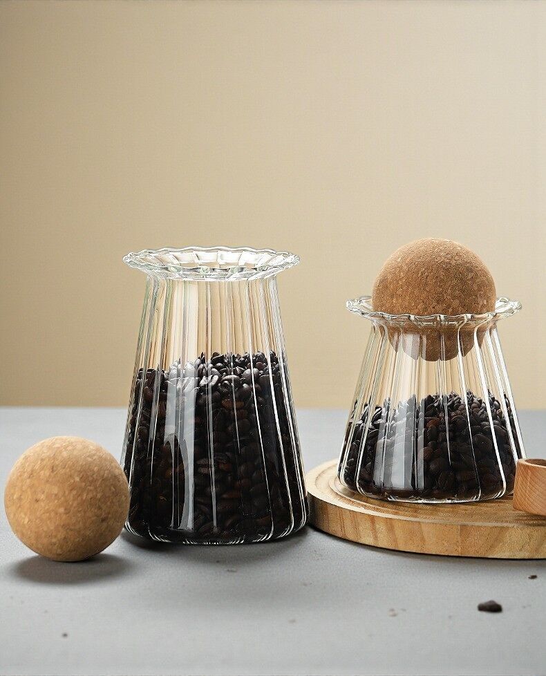 Kaffeeaufbewahrungsglas aus Glas mit Korkdeckel
