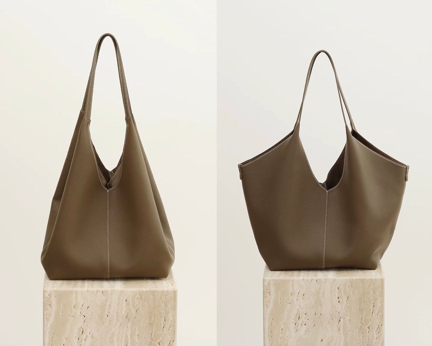 Große minimalistische Tragetasche aus echtem Leder