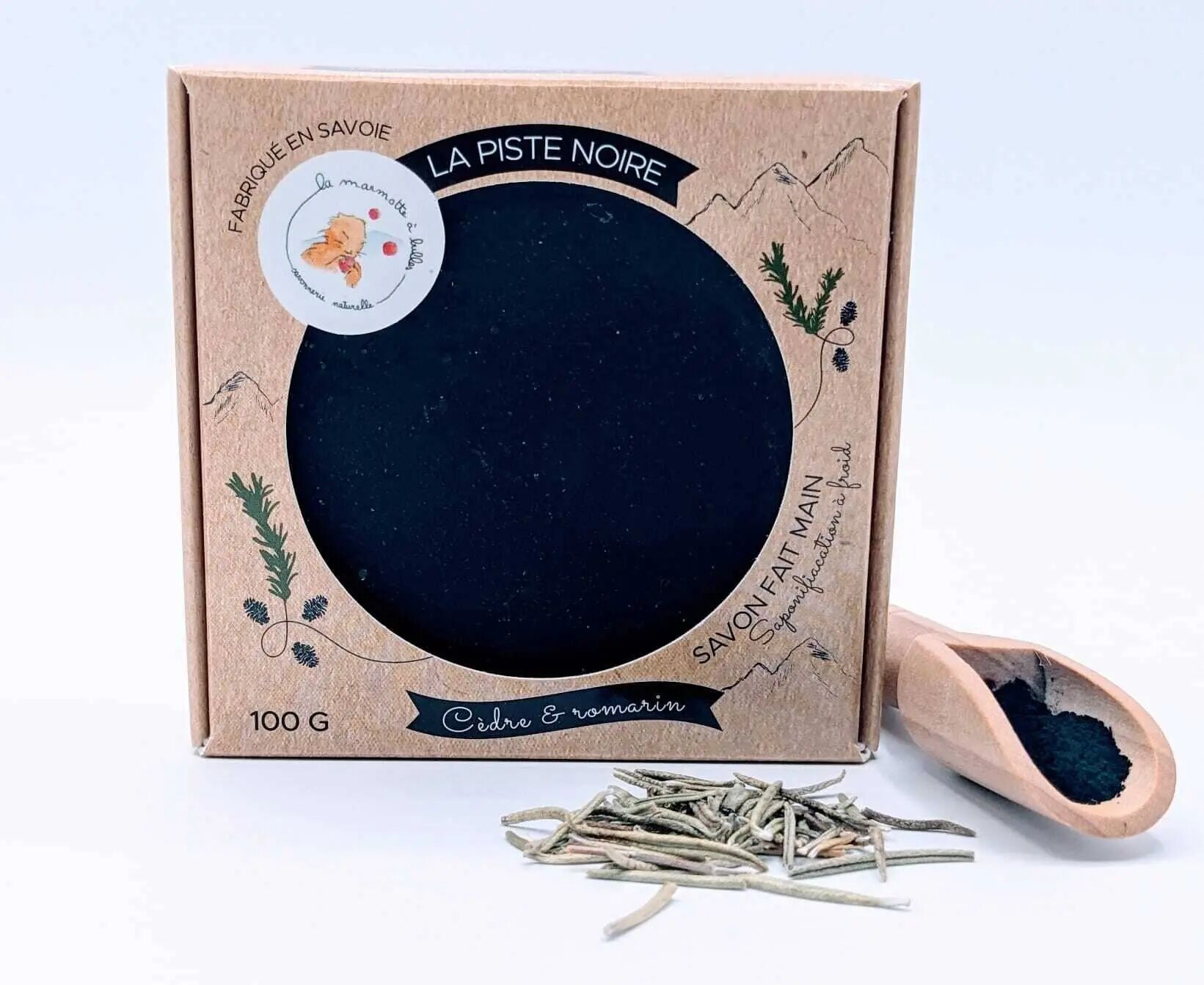 Black Trail Soap 100g, Vegetable, Essential Oils of Cedar, Rosemary and Tea Tree.