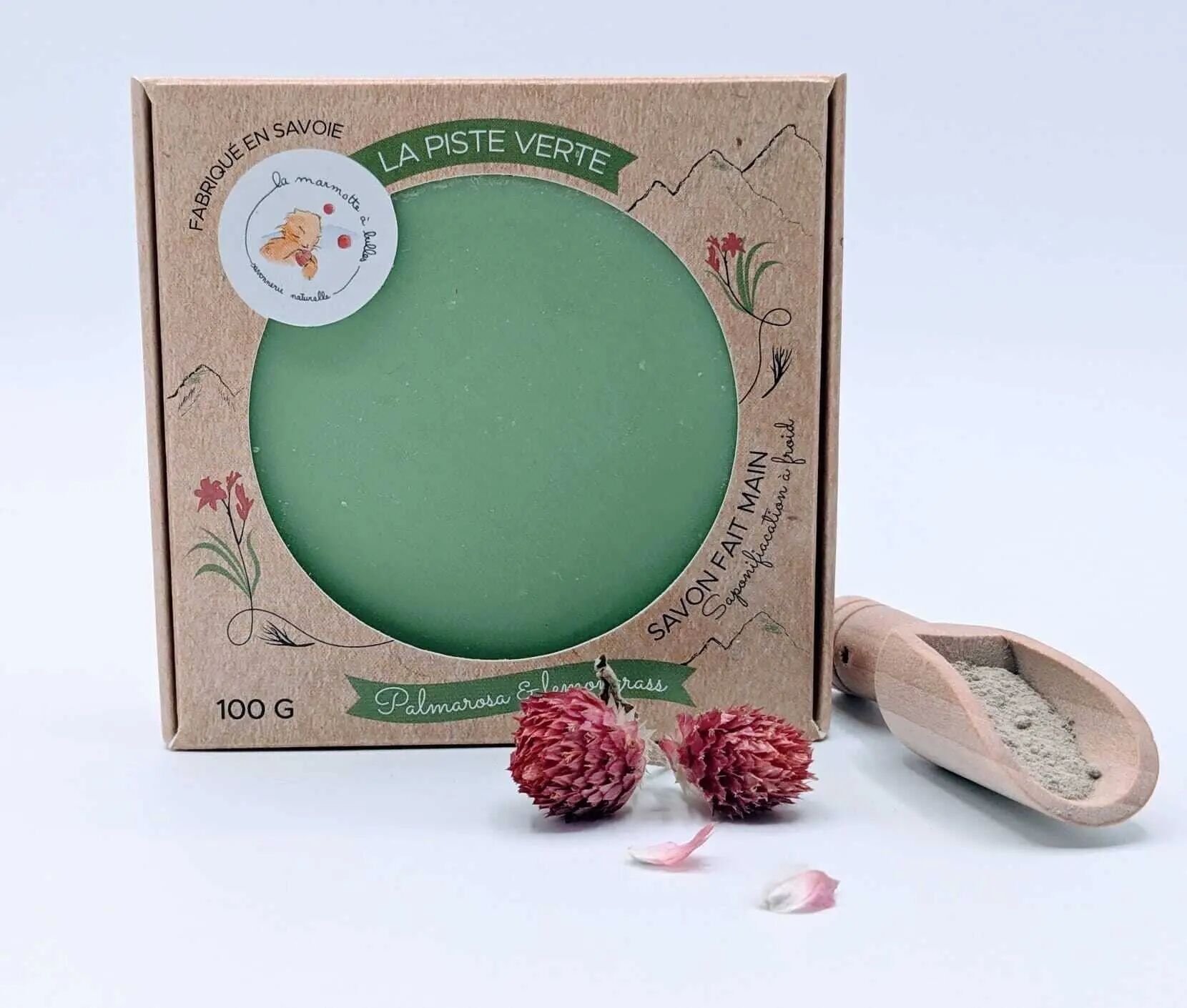 The Green Trail soap 100g, Vegetable, Essential oils of Palmarosa, Lemongrass and Peppermint.