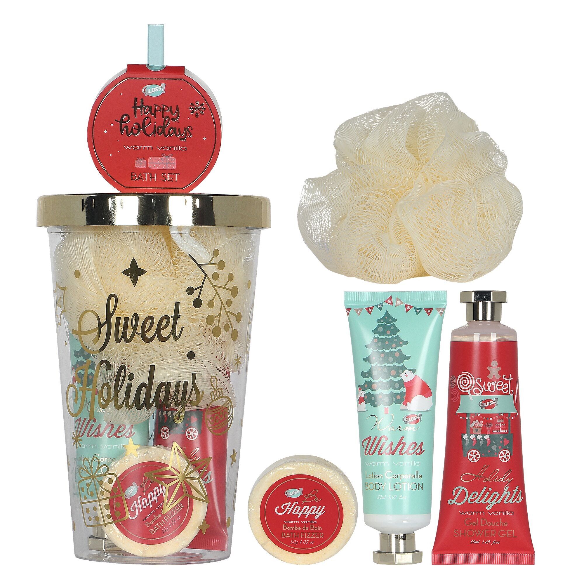 Hello Winter Bath Cup + Straw Set