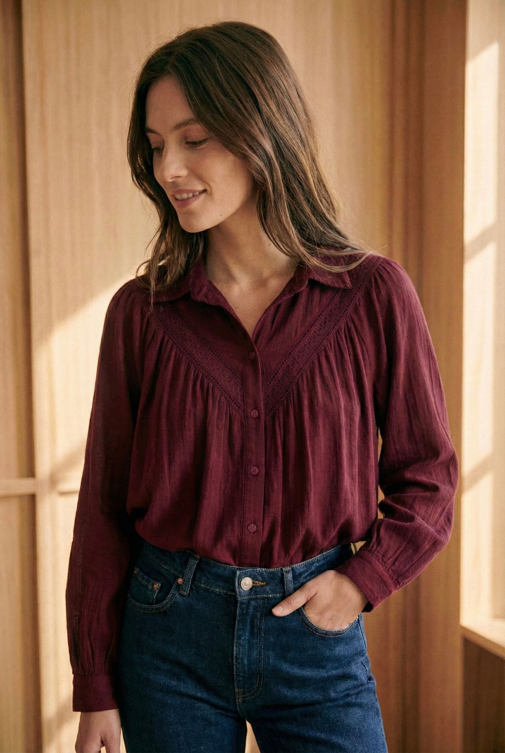 Chemise en coton brodé ajouré PC2633