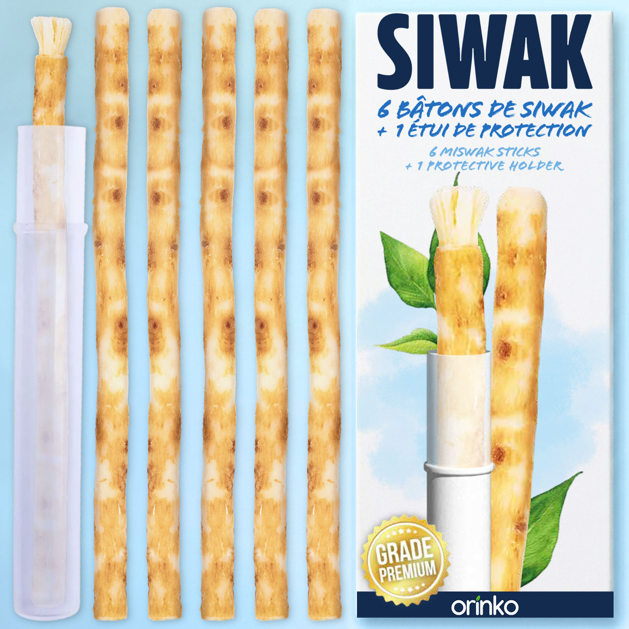 6 Miswak (Siwak) Sticks + 1 Protective Case