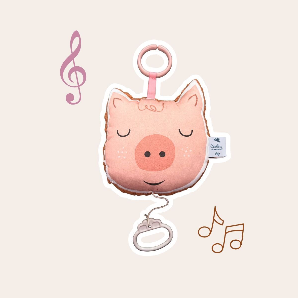 Mini coussin musical Cochon rose