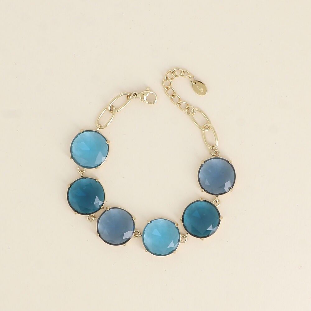 Bracelet - 6 cristaux ronds plats