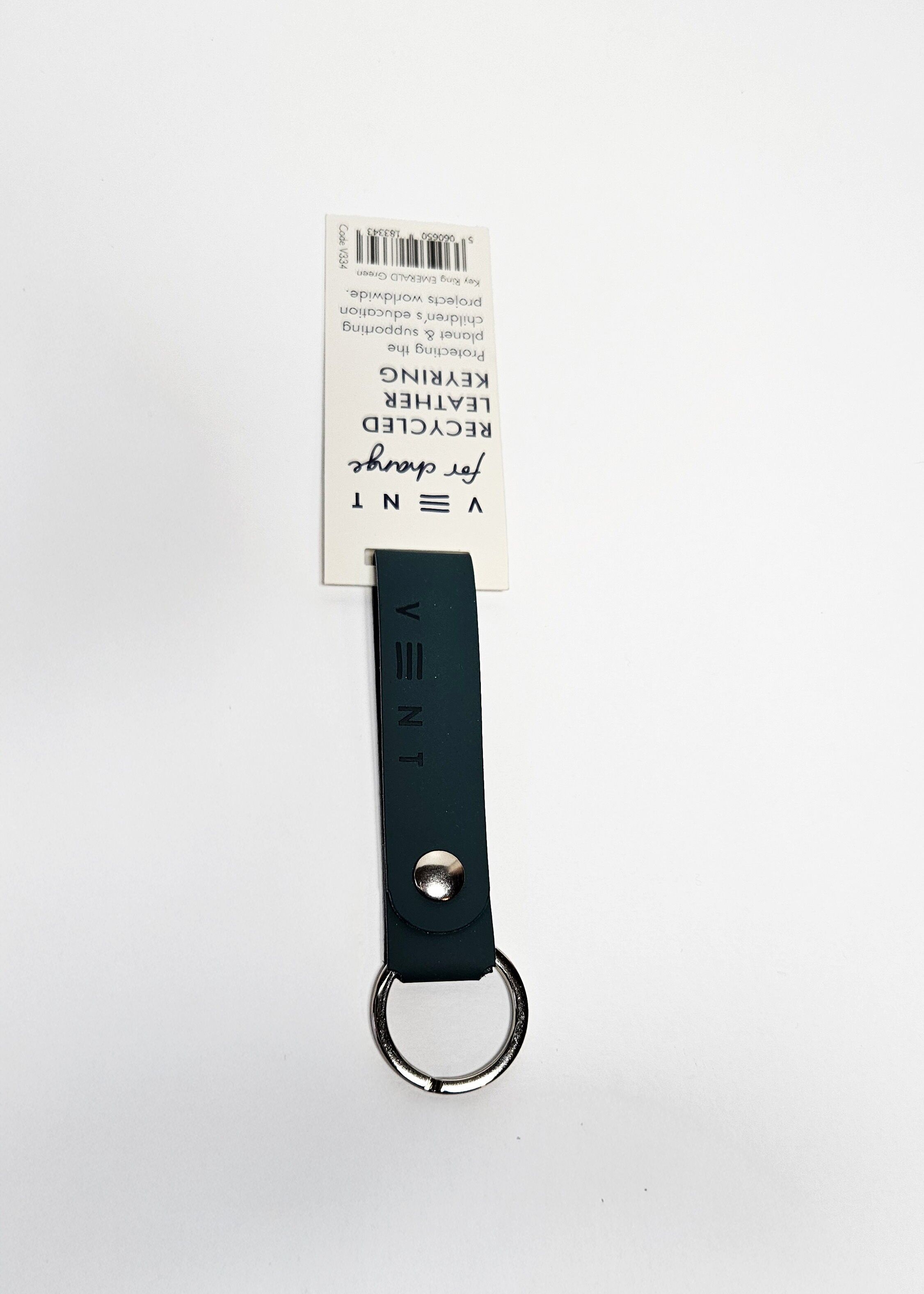 Recycled Leather Keyring - Emerald Green