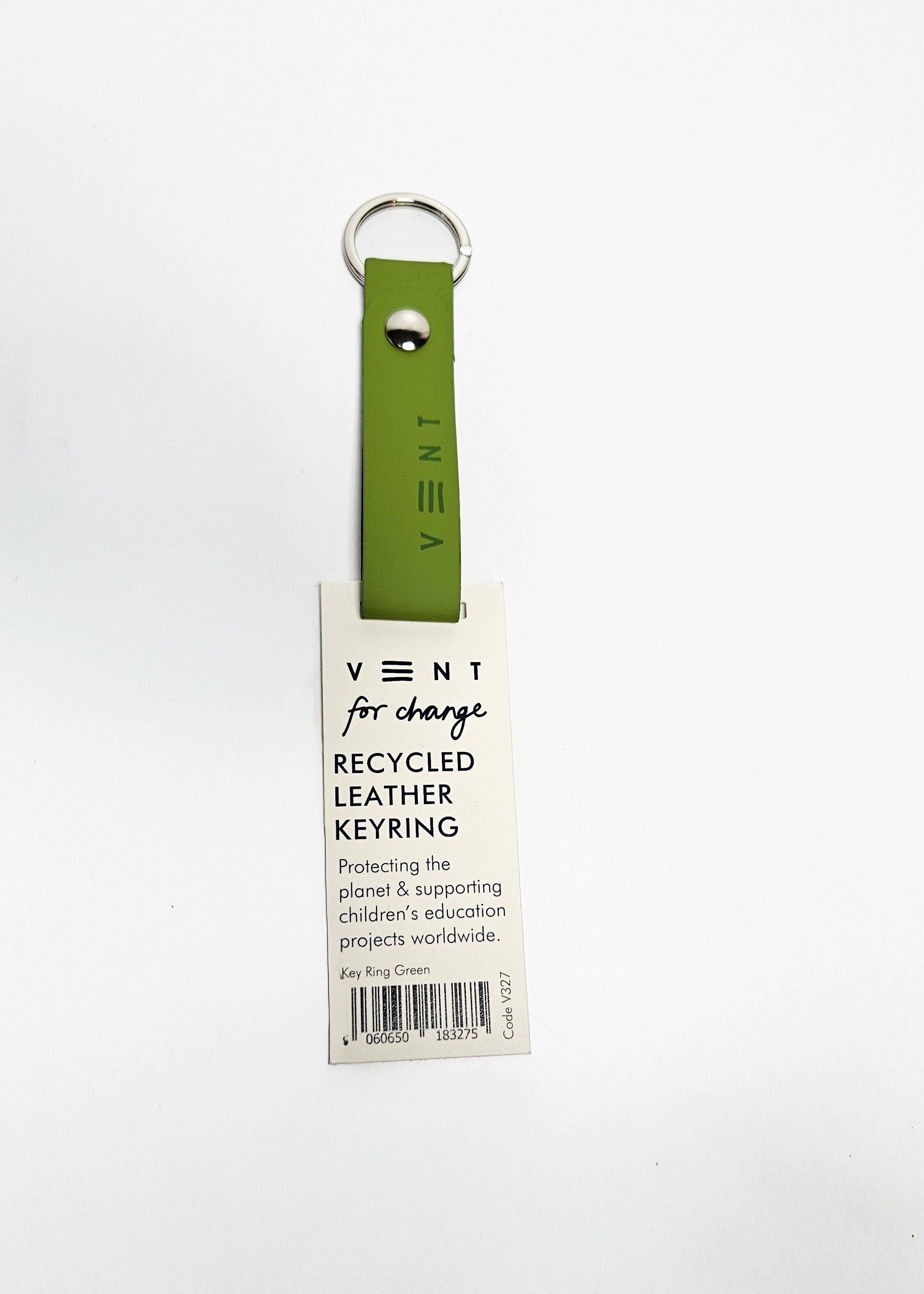 Recycled Leather Keyring - Green