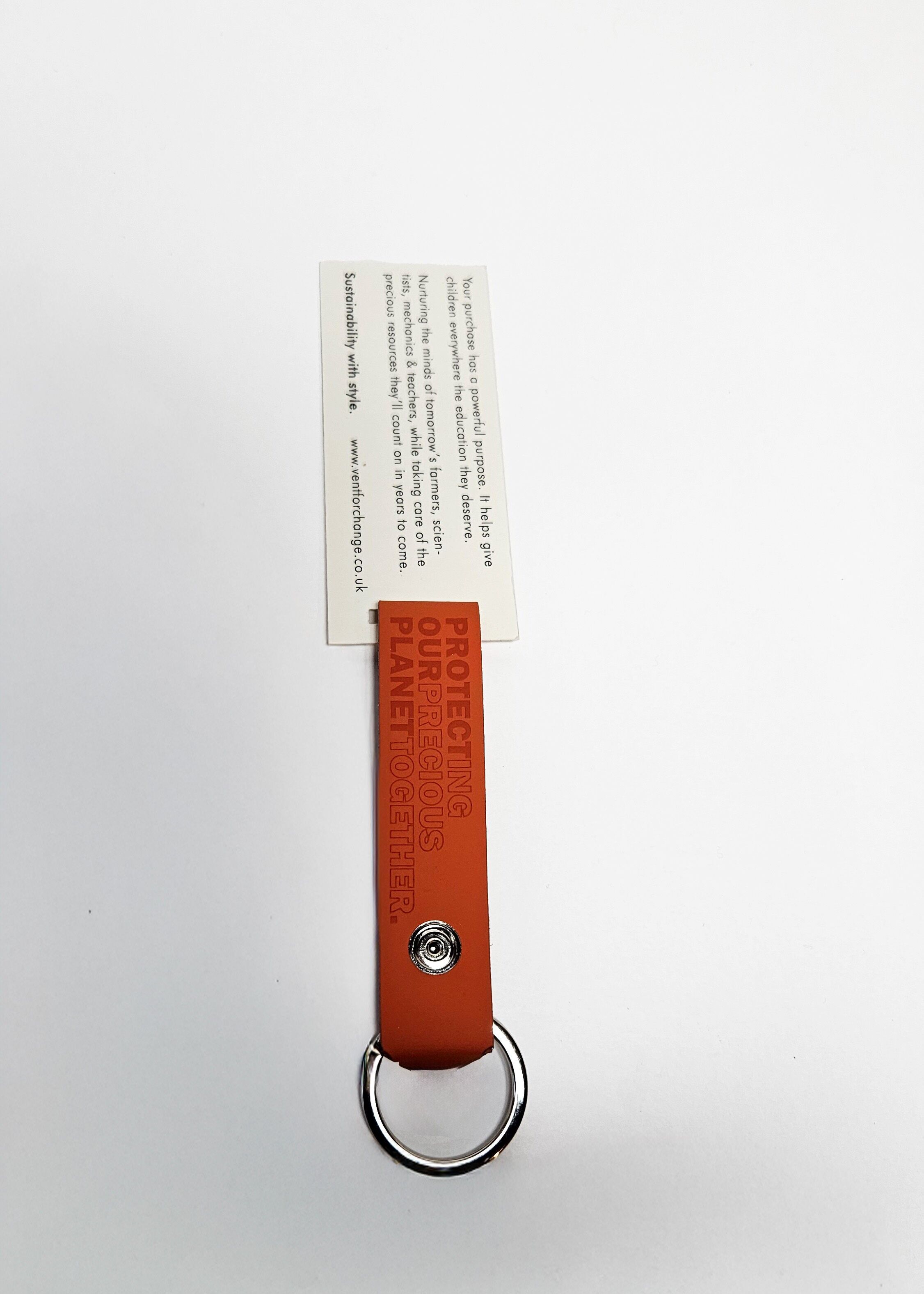 Recycled Leather Keyring - Orange
